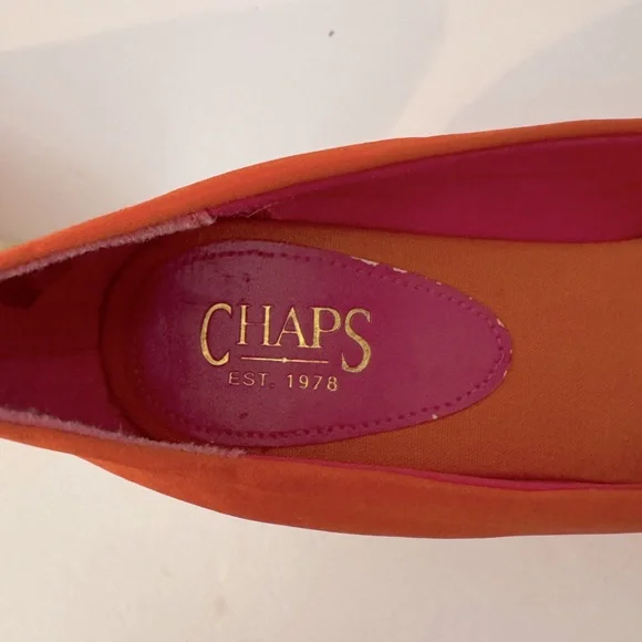 Chaps Size 8.5B Dakoda Orange Wedge Espadrille Sandals coquette Office Siren - Picture 7 of 8